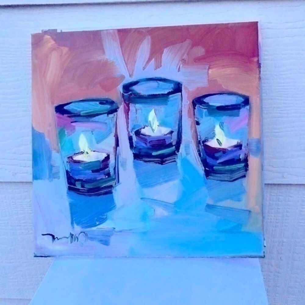 Jose Trujillo Tea Light Candles NEW Original Oil Painting Signed w/ Certificate